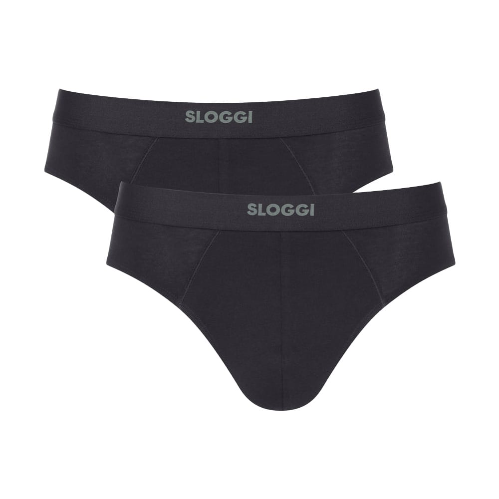 Sloggi Men Midi Ανδρικά Σλιπ Briefs Ever Ease Οργανικό Βαμβάκι 2 Pack Μαύρο 10222378-0004