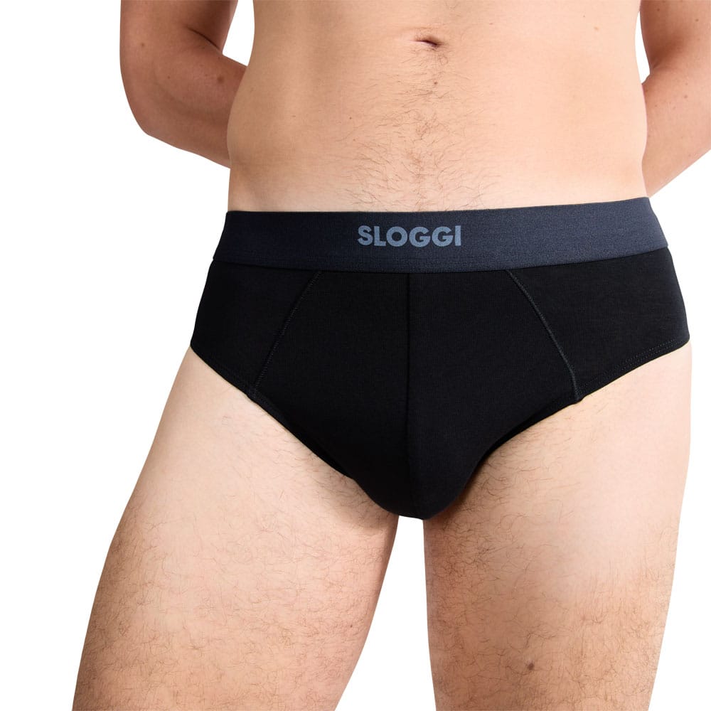 Sloggi Men Midi Ανδρικά Σλιπ Briefs Ever Ease Οργανικό Βαμβάκι 2 Pack Μαύρο 10222378-0004
