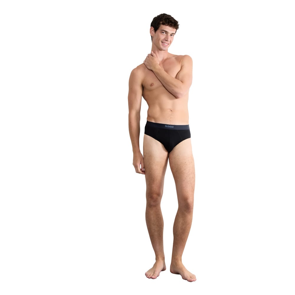 Sloggi Men Midi Ανδρικά Σλιπ Briefs Ever Ease Οργανικό Βαμβάκι 2 Pack Μαύρο 10222378-0004