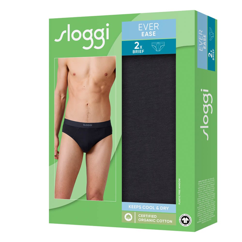 Sloggi Men Midi Ανδρικά Σλιπ Briefs Ever Ease Οργανικό Βαμβάκι 2 Pack Μαύρο 10222378-0004