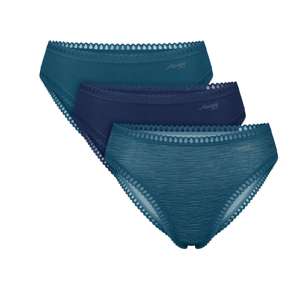 Sloggi Go Crush High Leg – Γυναικεία Ψηλόμεσα Σλιπ Οργανικά Βαμβακερά με Δαντέλα, Σετ 3 Τεμαχίων 10219672-M024
