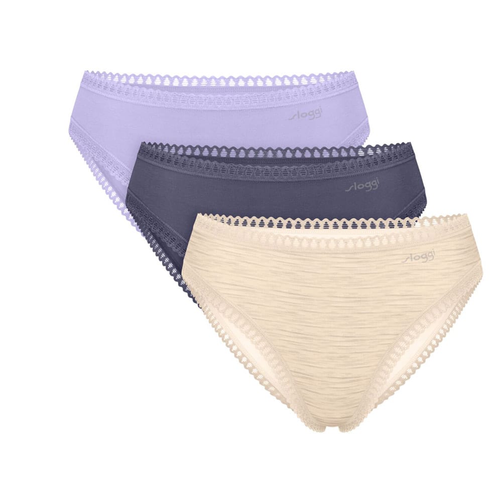Sloggi Go Crush High Leg – Γυναικεία Ψηλόμεσα Σλιπ Οργανικά Βαμβακερά με Δαντέλα, Σετ 3 Τεμαχίων 10219672-M026